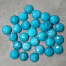 10MM FACETED ROUND CABOCHON STABILIZED TQ BLUE(10PCS/BAG)